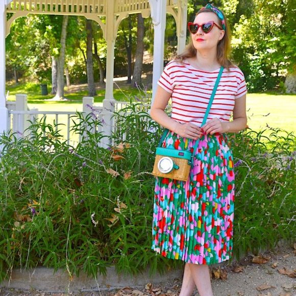 J. Crew Confetti Pleated Floral Skirt Plus 20 - Picture 1 of 16